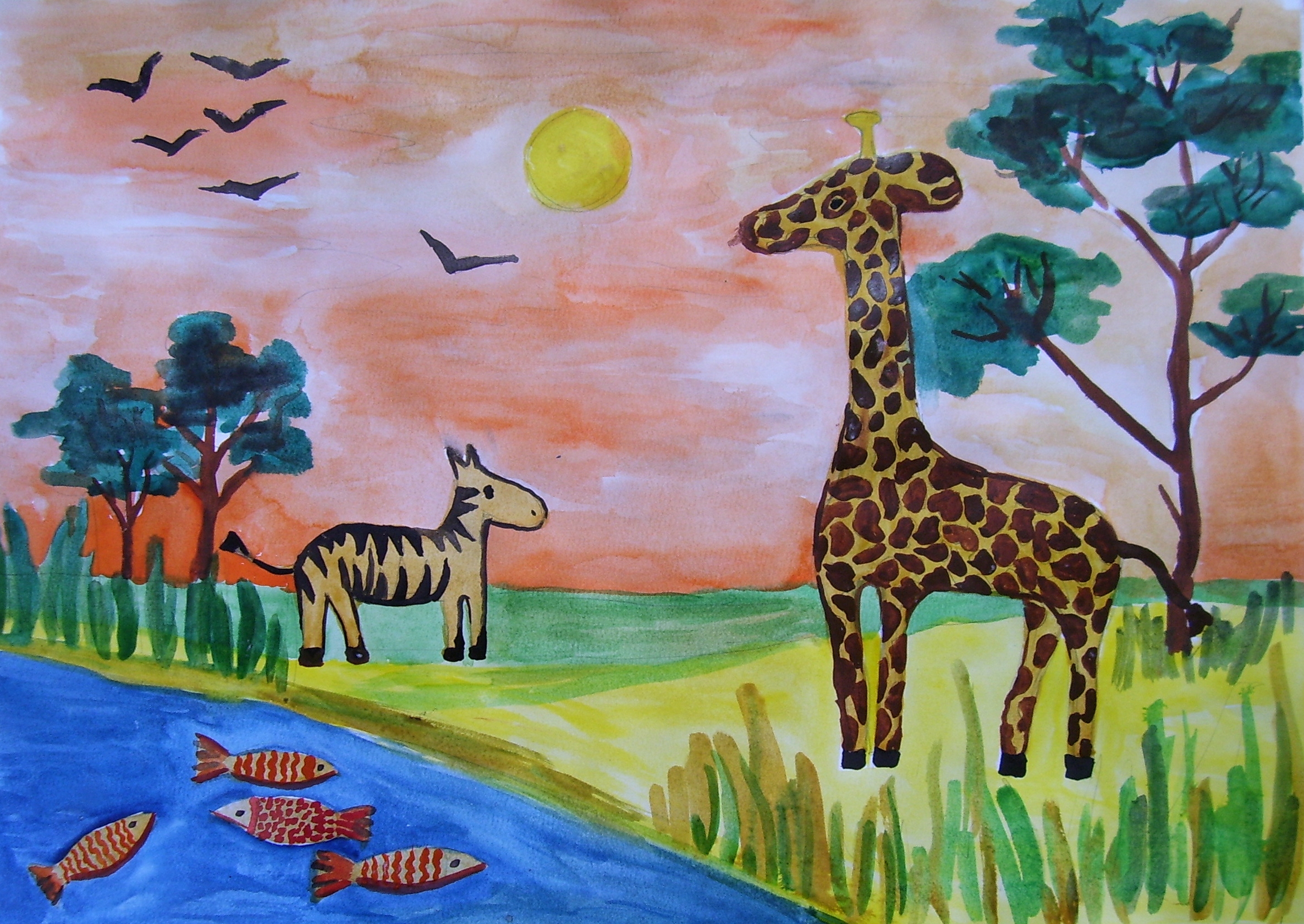 Животное рисунок 7 класс. Рисование для детей Африка. Детские рисунки. Путешествие в Африку рисование. Рисуем Африку с детьми.